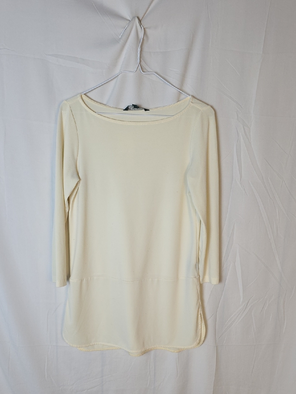 RALPH LAUREN Women’s Cream Boatneck Long-Sleeve Tunic Top